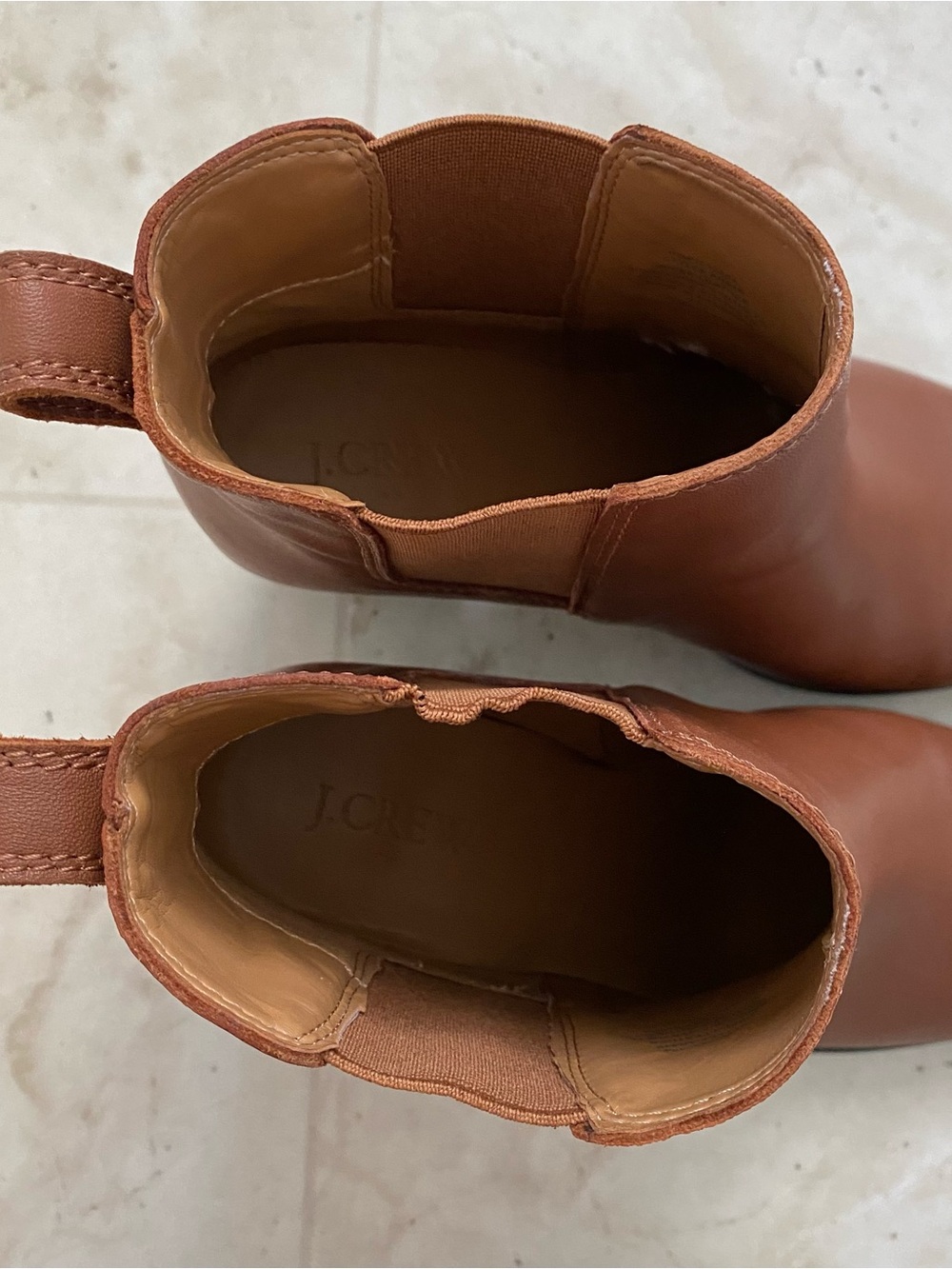 $178 J.Crew Factory Rory Brown Tan Leather Block Heels Ankle Boots Booties 7.5 - Picture 10 of 14